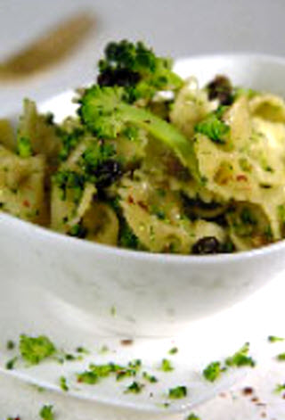 Receta de hélices con brócoli y pasas